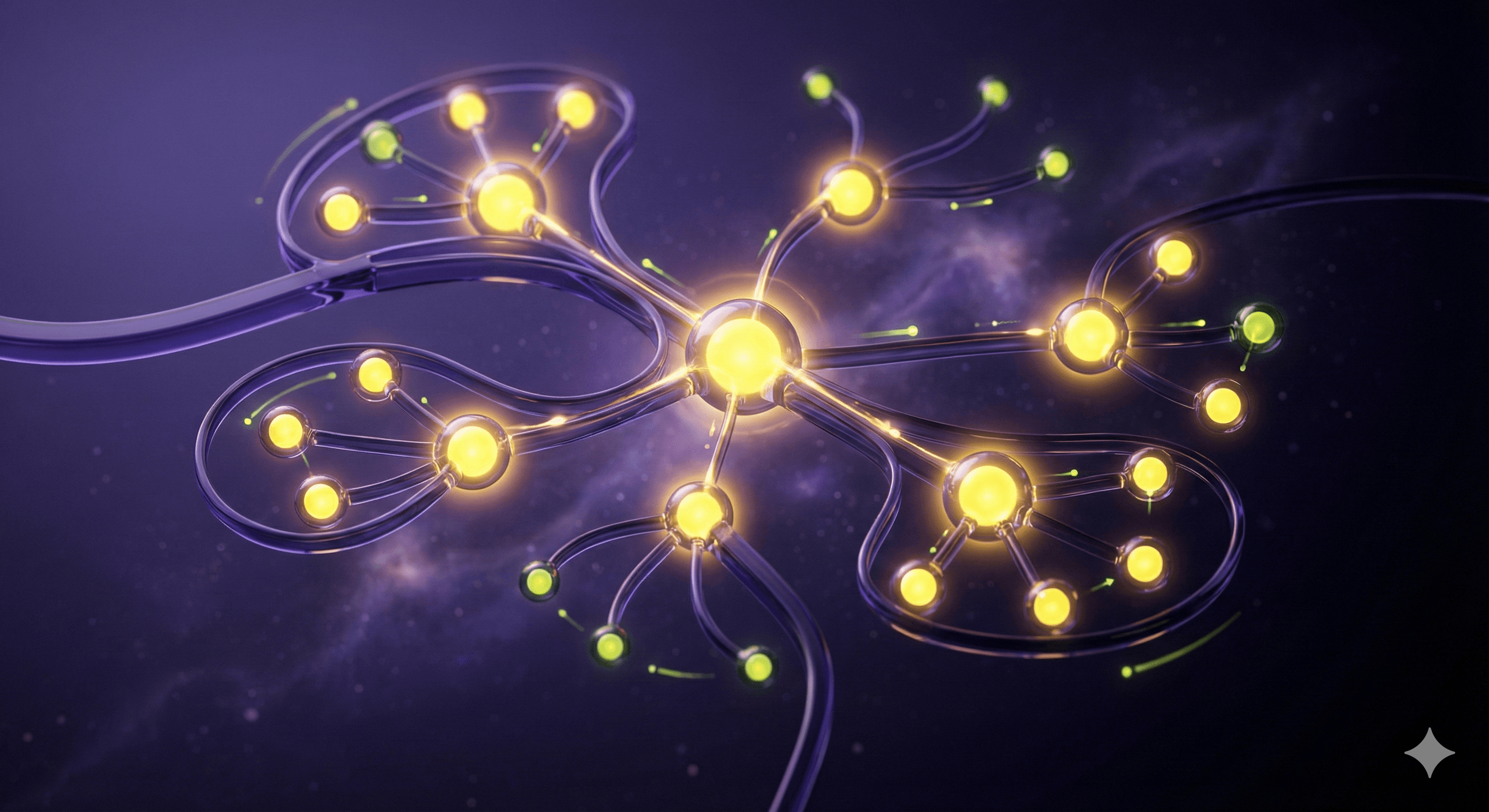 Brand consulting process visualization with abstract neural network representing strategic thinking